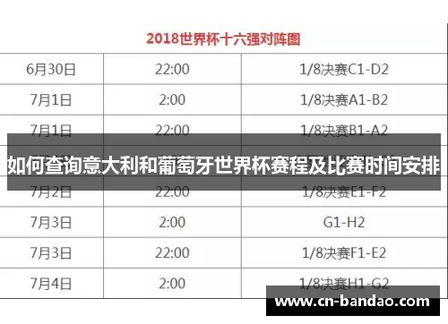 如何查询意大利和葡萄牙世界杯赛程及比赛时间安排